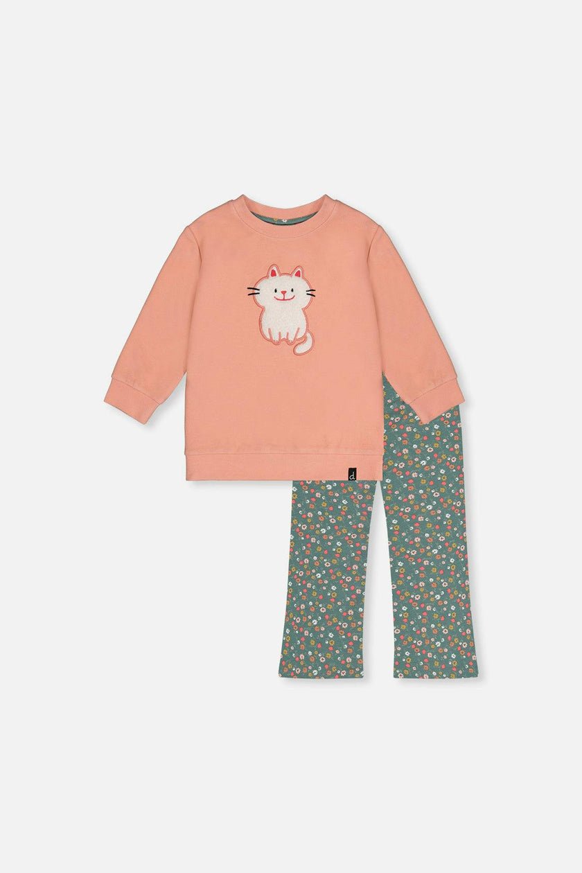 Tunic And Leggings Set Pale Pink And Green Floral Print
