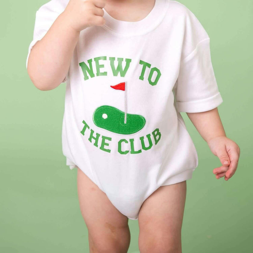 New To The Club Patch Short Sleeve Romper - White