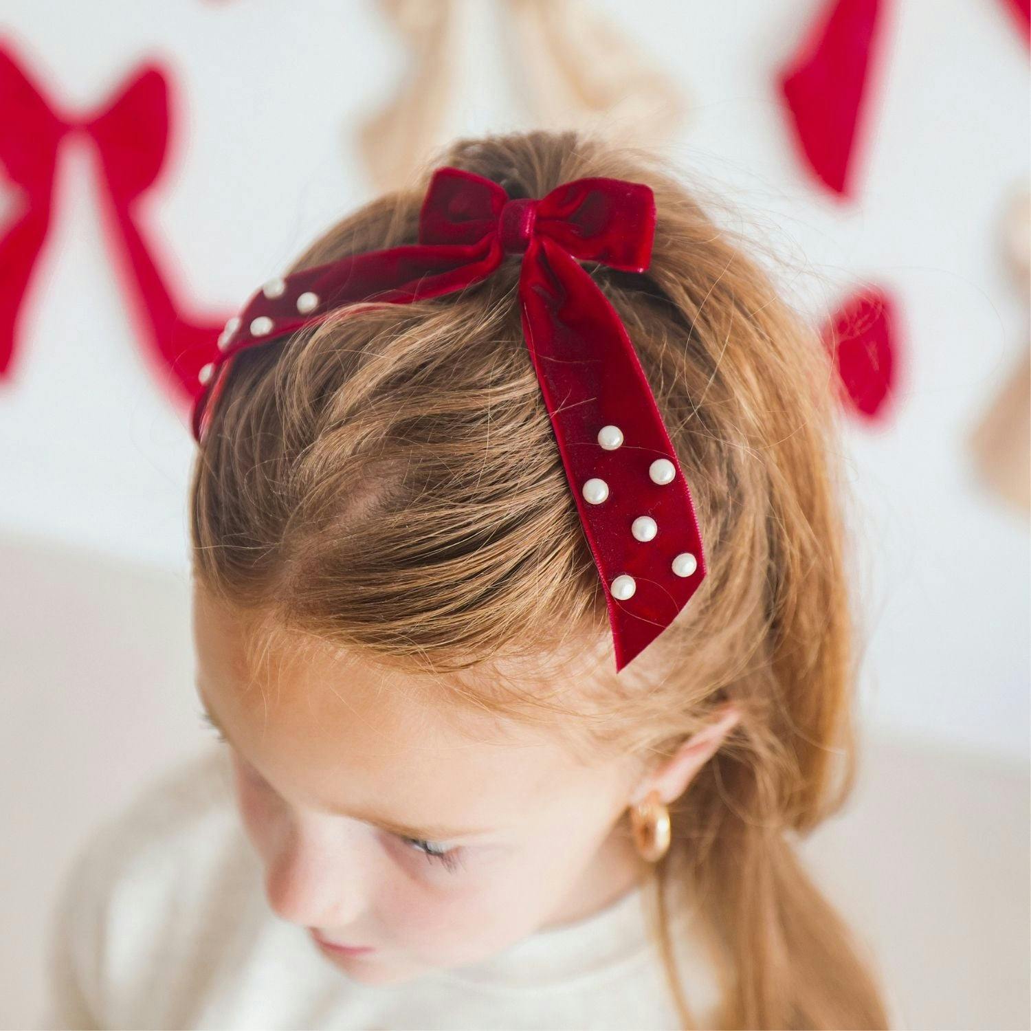 Ruby Red Velvet Coquette Bow Clip