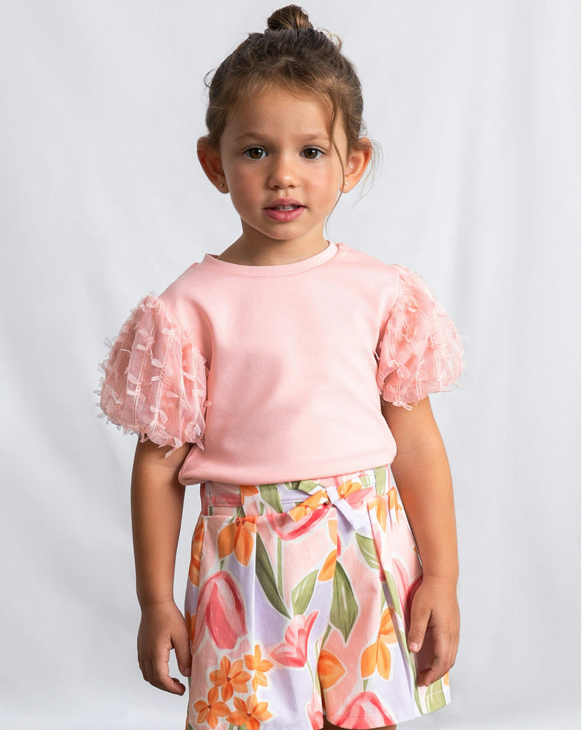 Lavender Floral Shorts With Belt