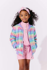 Rainbow Sequin Stripe Bomber