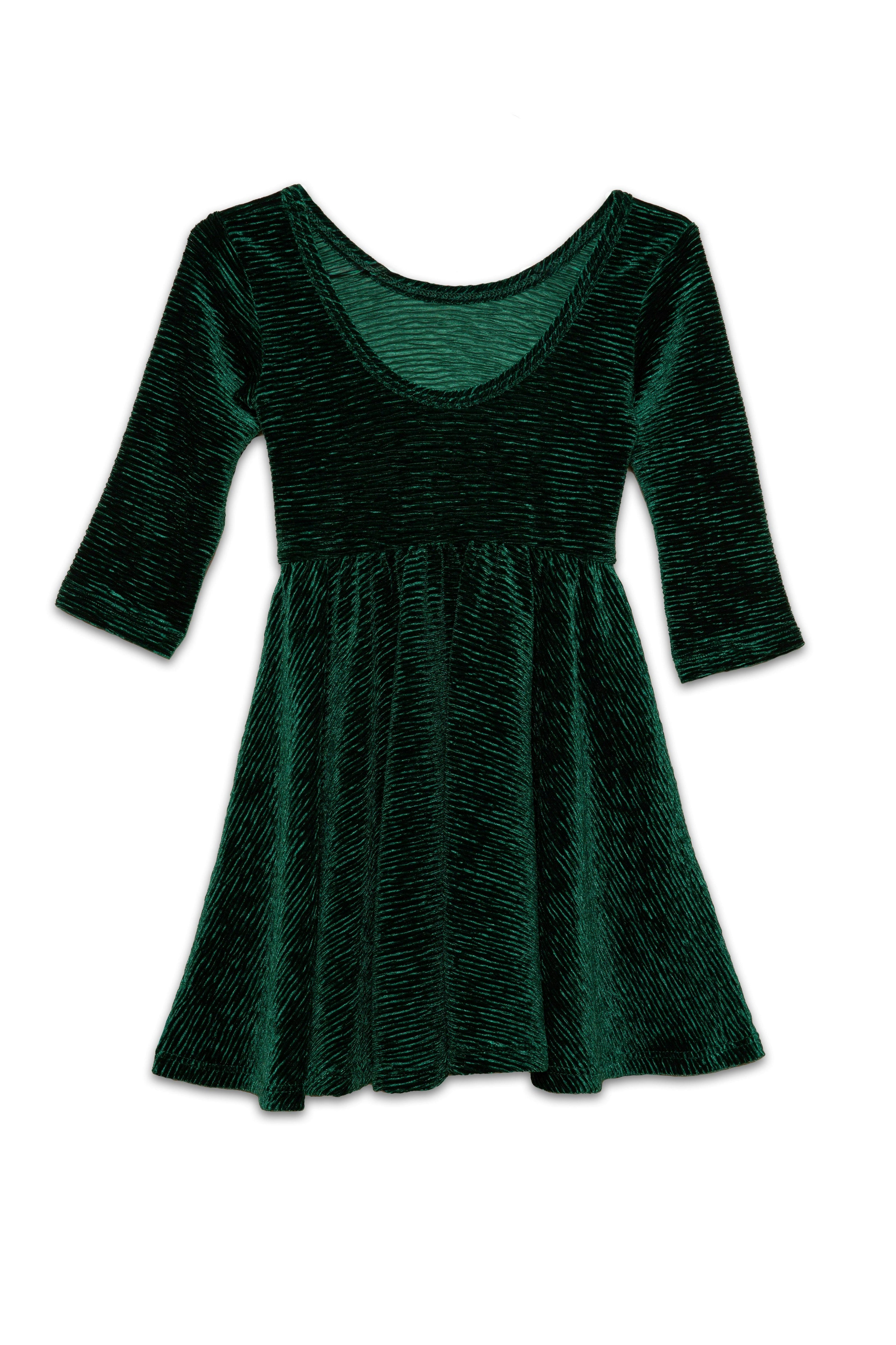 Holiday Twirly Dress in Emerald Bodre