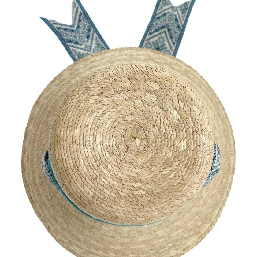 Clematis Bucket Hat (PreOrder Shipping June 15th) - Vintage Blue Azure Tapestry Short Ribbon