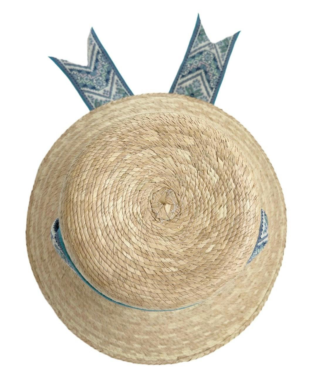 Clematis Bucket Hat (PreOrder Shipping June 15th) - Vintage Blue Azure Tapestry Short Ribbon