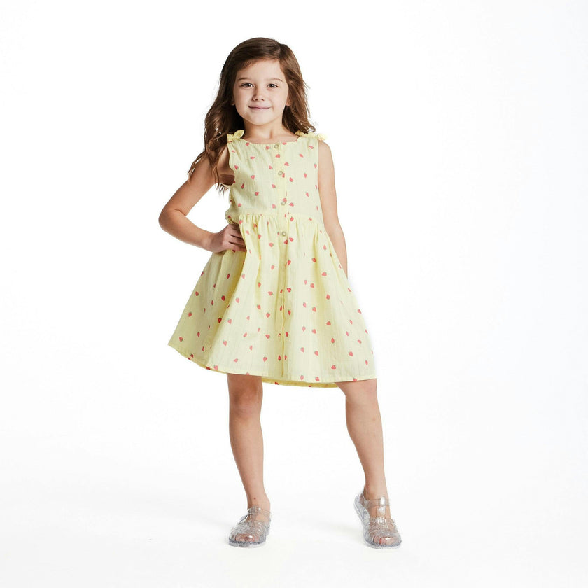 Button Front Dress | Yellow Strawberry