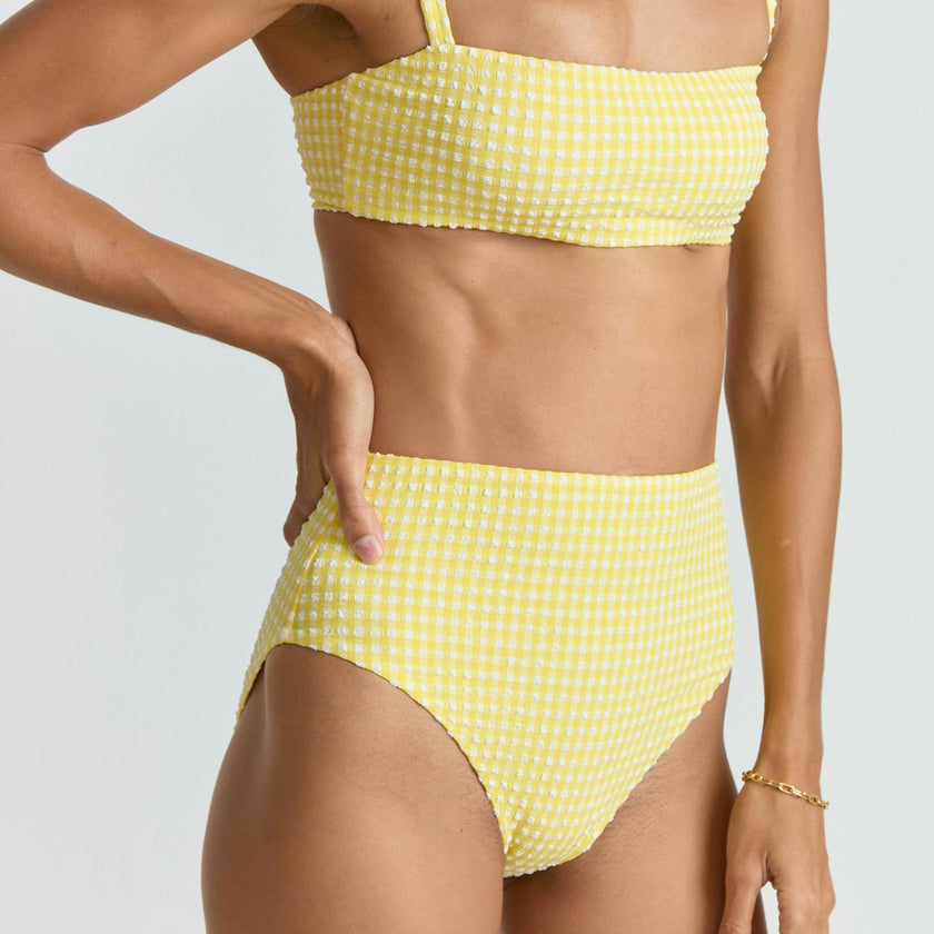 women's soleil gingham high waist bikini bottom