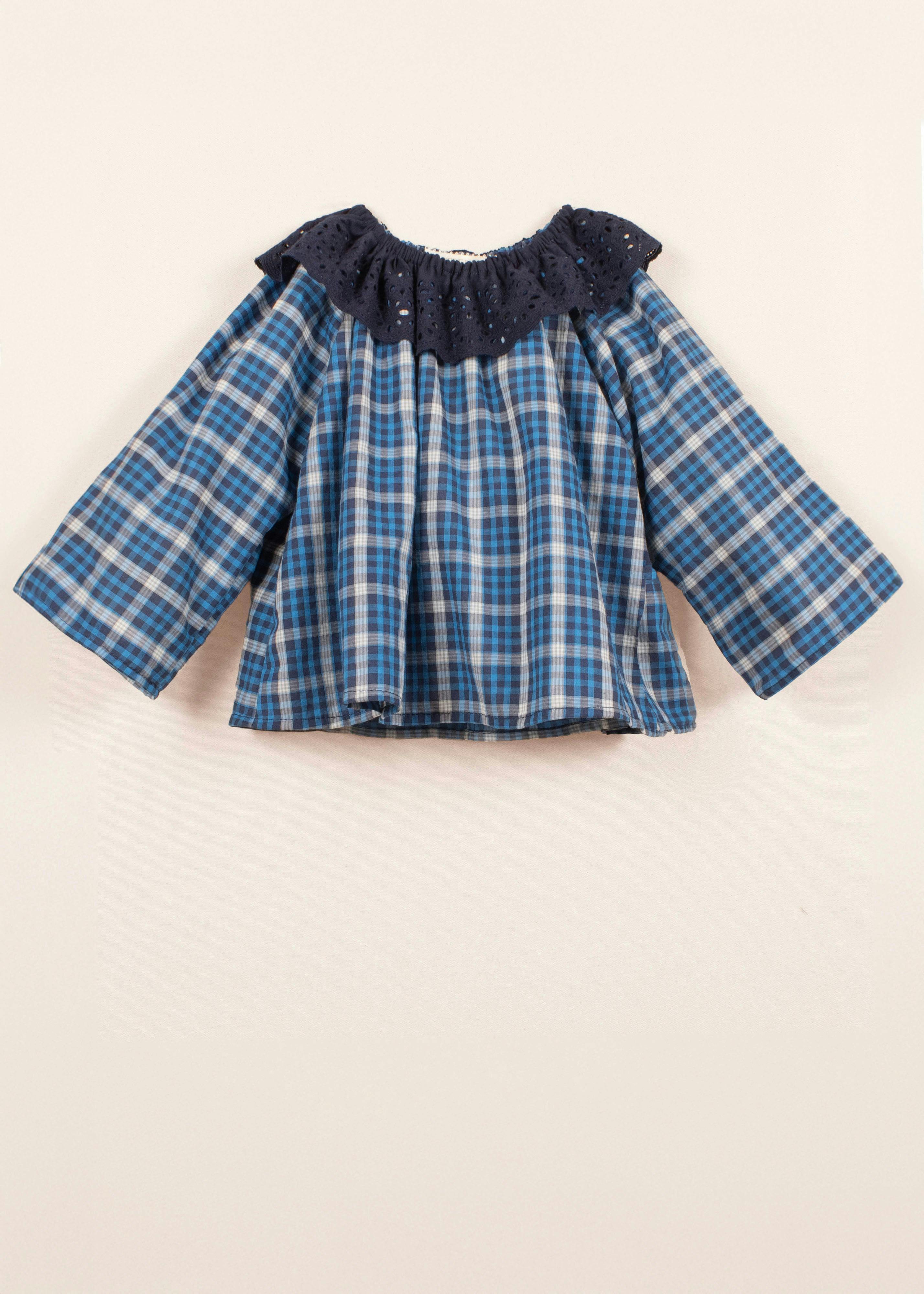 AGNES BLOUSE | INDIGO PLAID