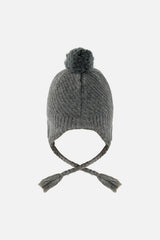 Winter Peruvian Knit Hat with Pompom Cool Dark Grey