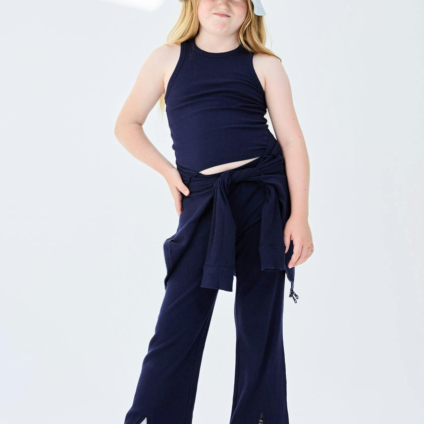 Girls Rib Tank in Navy