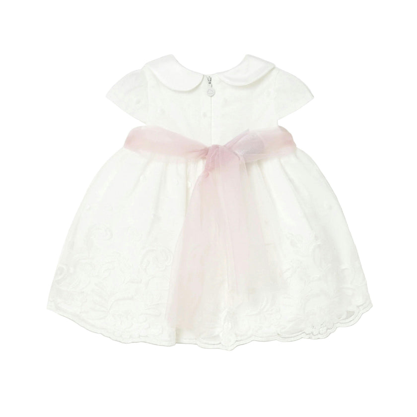 White Baby Dress With Embroidered Skirt