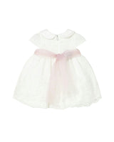 White Baby Dress With Embroidered Skirt