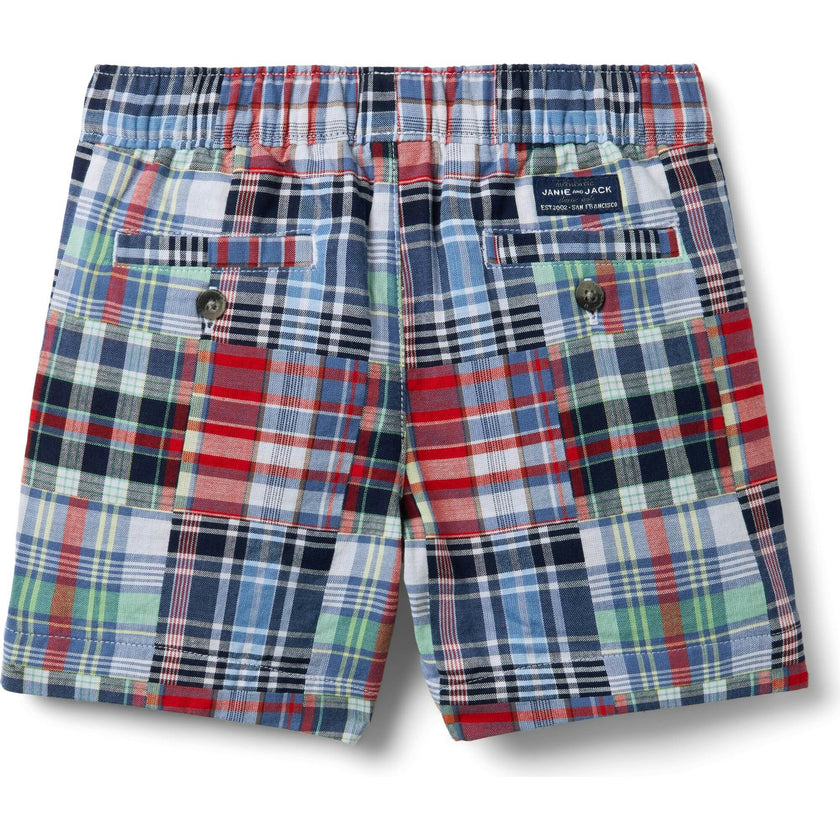 Madras Patchwork Pull-On Short