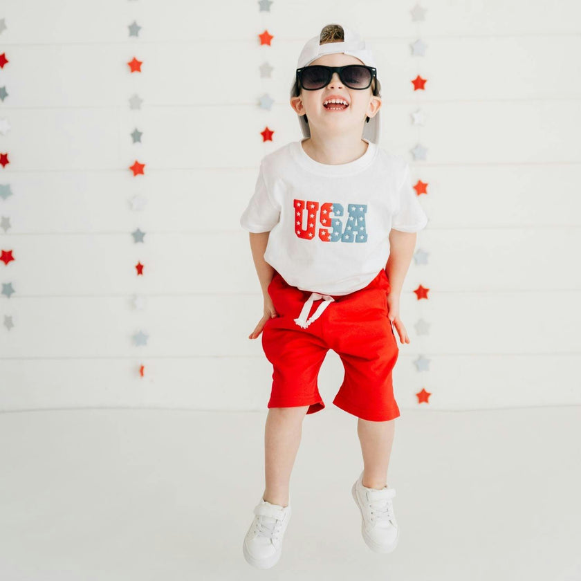 USA Puff Ink Short Sleeve T-Shirt - White