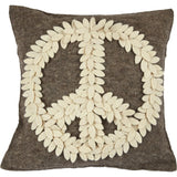 Hand Felted Wool Pillow Cover, Cream Peace Sign Gray, 20" Arcadia Home