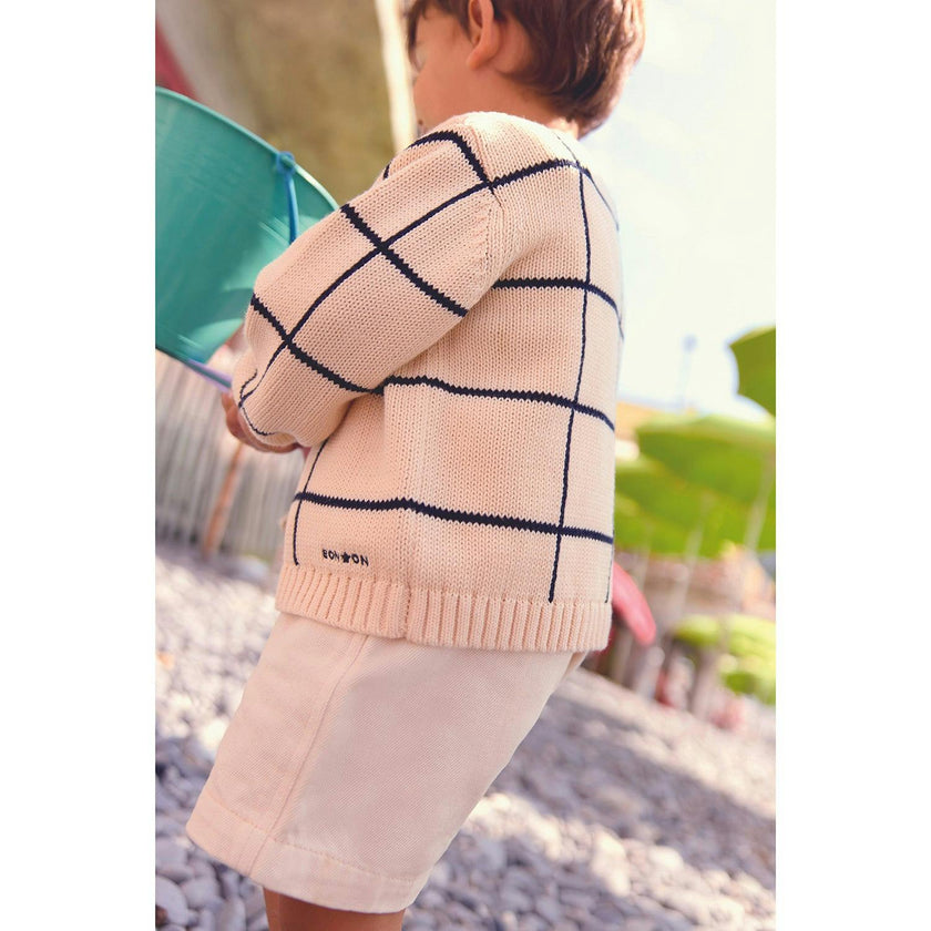 BONTON Windowpane Misty Baby Sweater