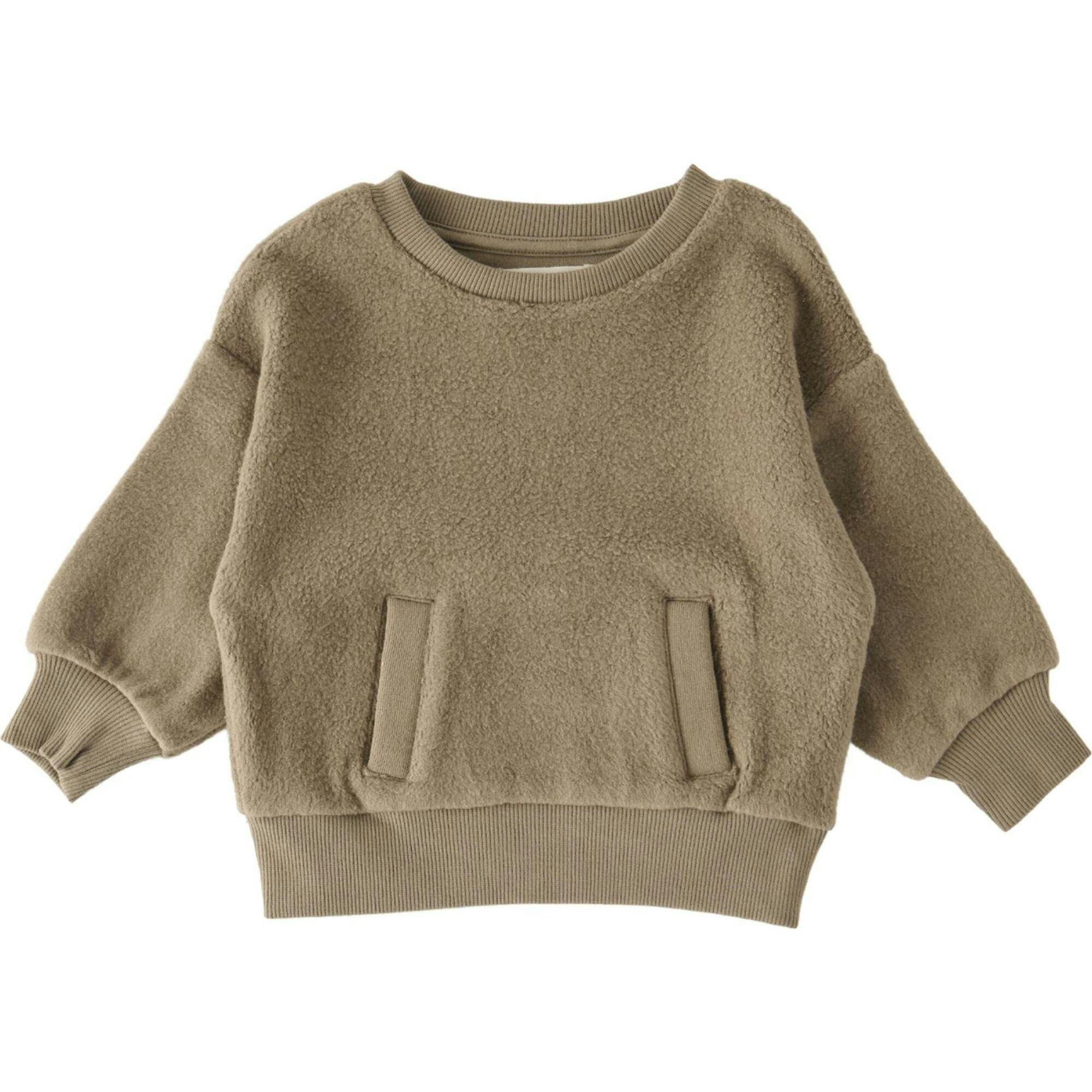 Teddy Fleece Dropped Shoulder Sweatshirt, Green