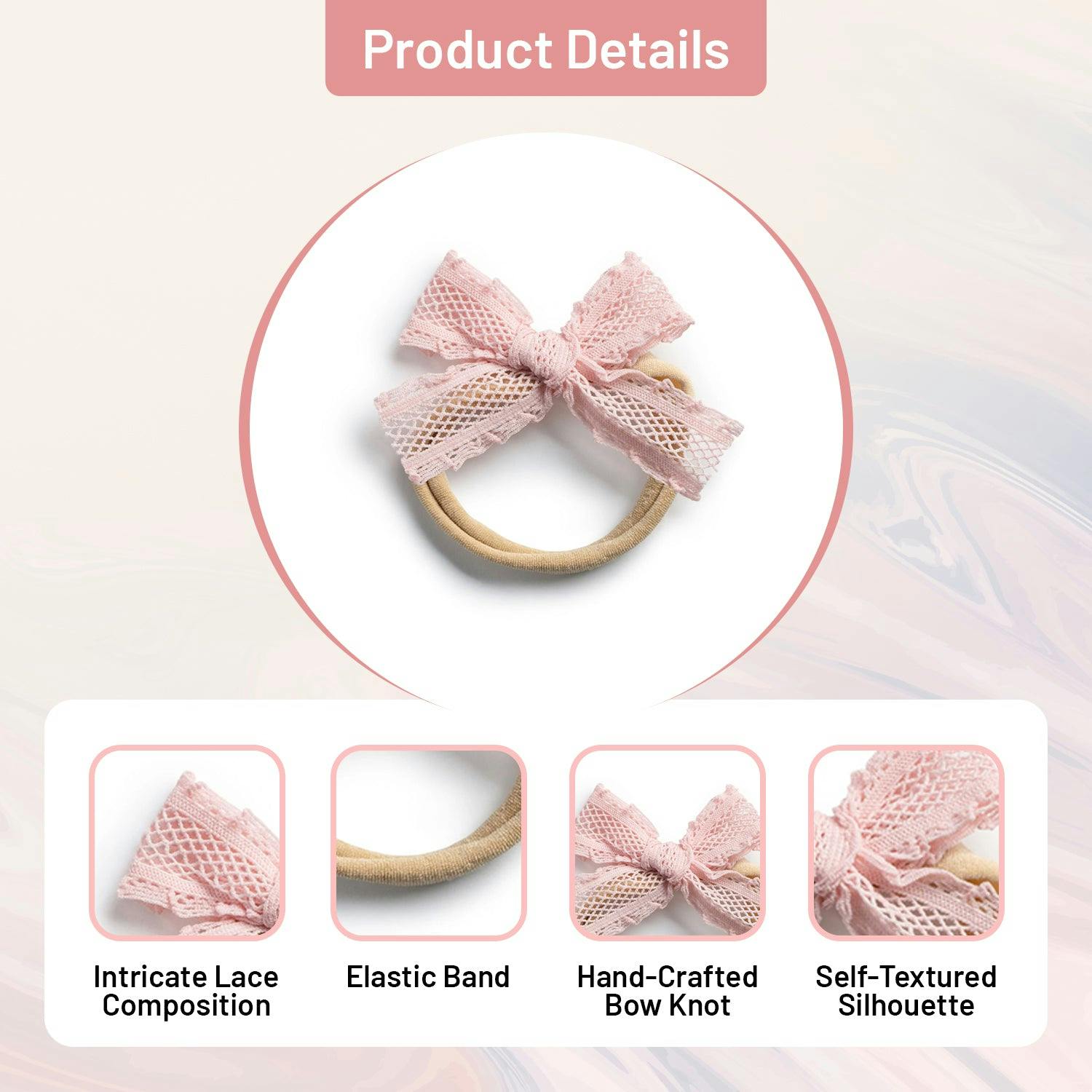 Halo Luxe Mae Lattice Lace Baby Headband - Ballet Slipper