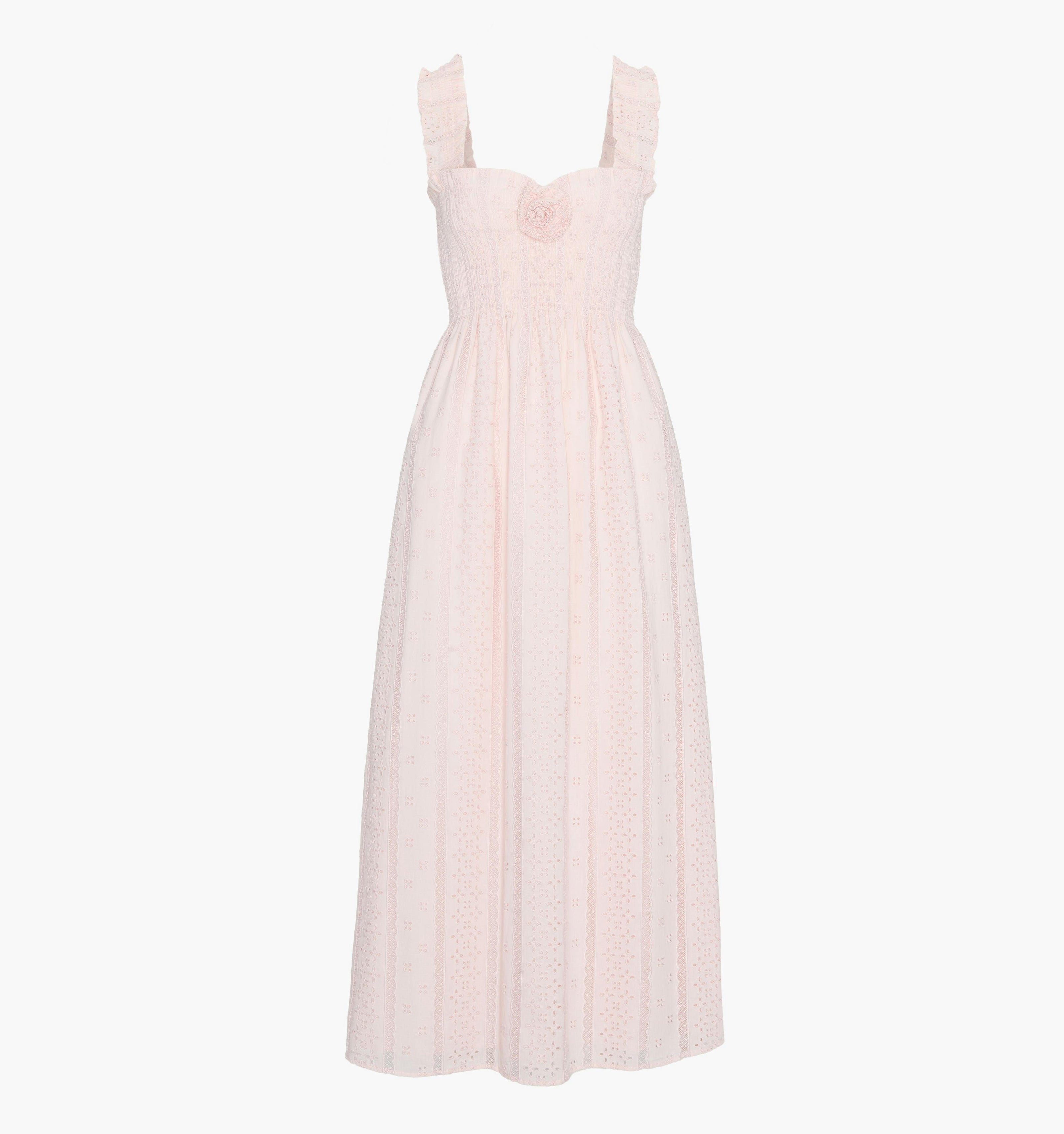 The Rosetta Nap Dress - Pink Broderie Voile