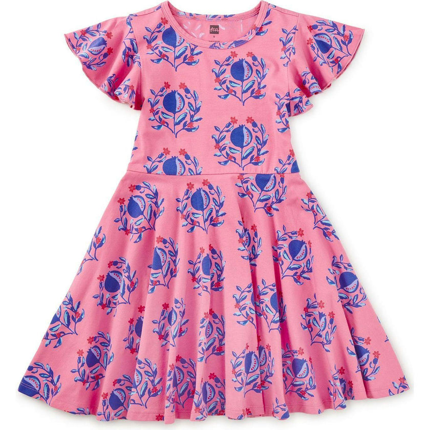 Flutter Sleeve Twirl Dress, Pink