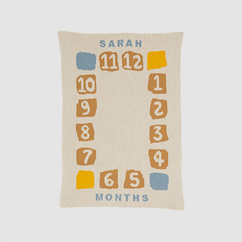 Custom Personalized Baby Sustainable Knit Throw Blanket - Block Milestone