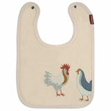 Chicken Appliqué Organic Linen Two-Layer Bib