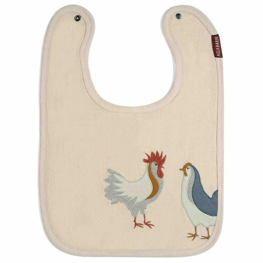 Chicken Appliqué Organic Linen Two-Layer Bib