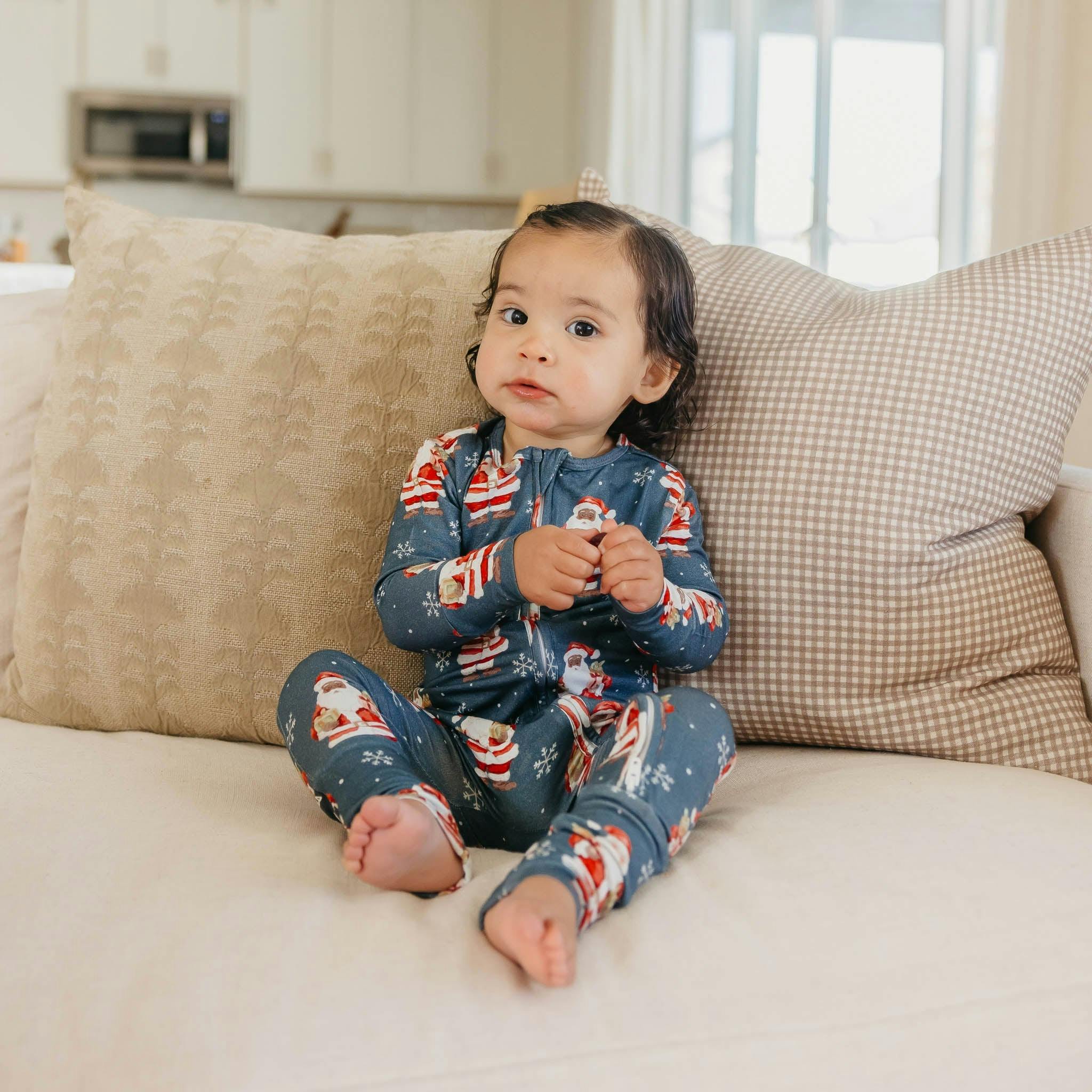 Bamboo Convertible Zip-Up Footie Pajama - Santa Claus