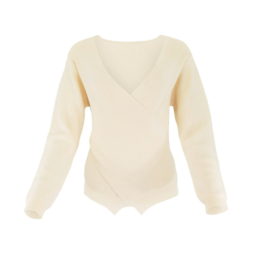 FAUX WRAP SWEATER