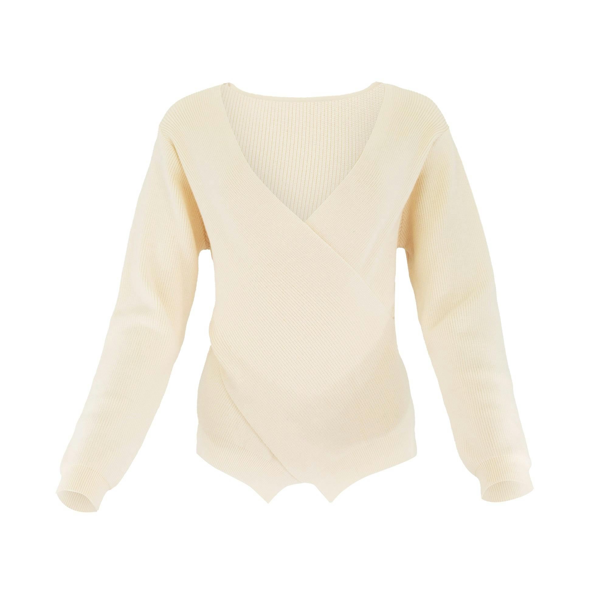 FAUX WRAP SWEATER
