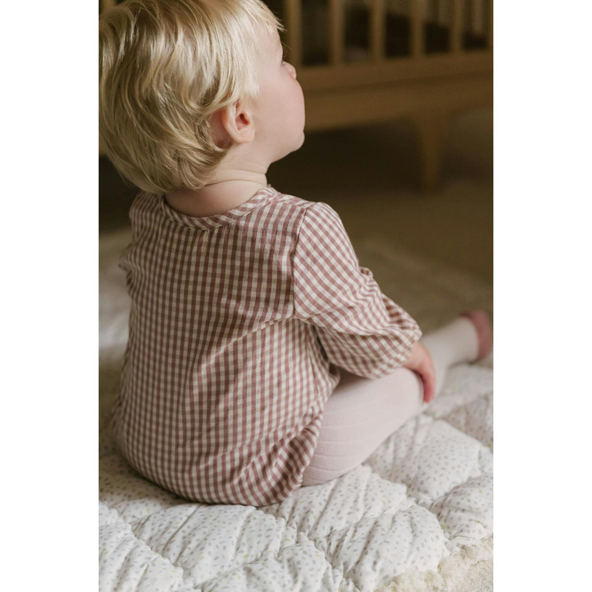 Thistle Gingham Long Sleeve One-Piece, Pink