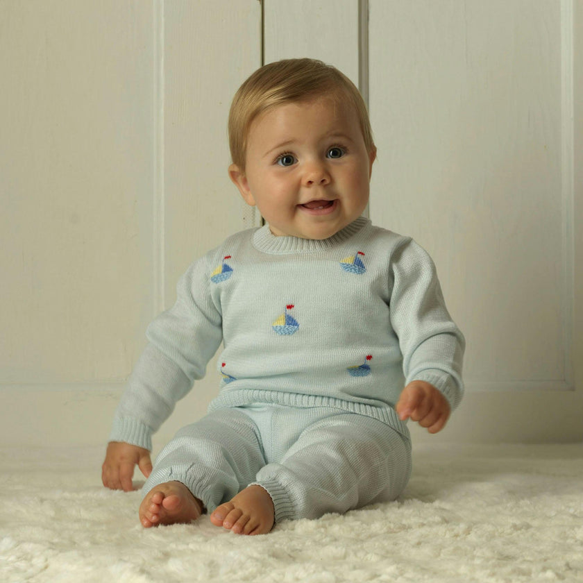 Pima Crochet Sailboat Knit Set