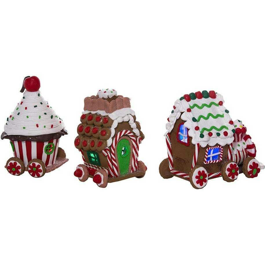 4.3-Inch Claydough 3D LED Gingerbread Train Set of 3 Pieces