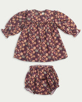 Lottie Baby Dress & Bloomer Set - Garden Flowers Plum