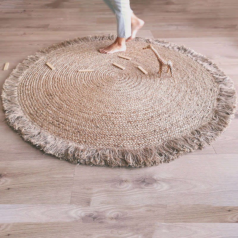 Terra Hand-Braided Jute Fringed Large Round Rug