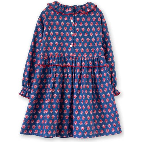 Girls All-Over Print Ruffle Collar Long Sleeve Dress