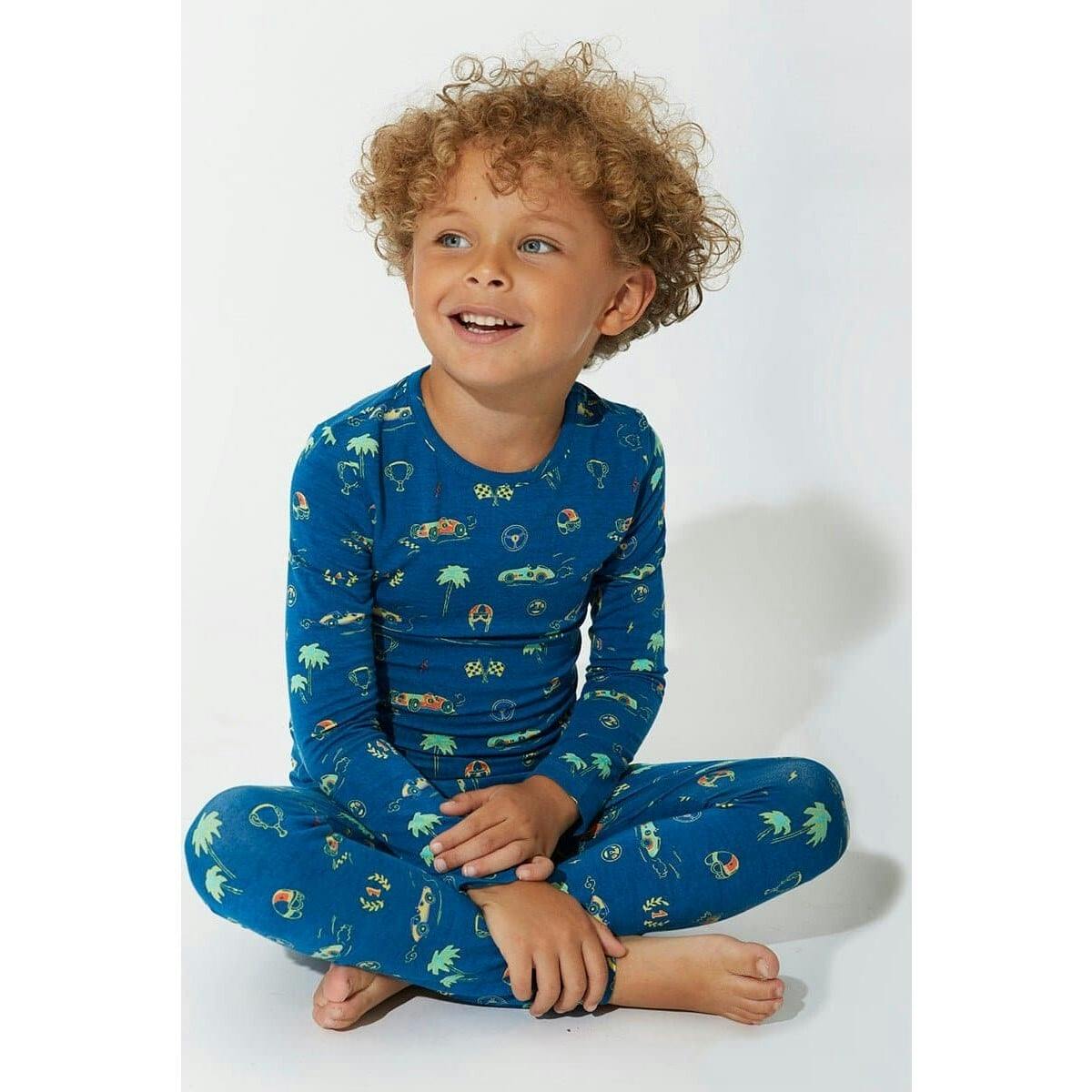Monaco Blue Bamboo Kids Pajamas
