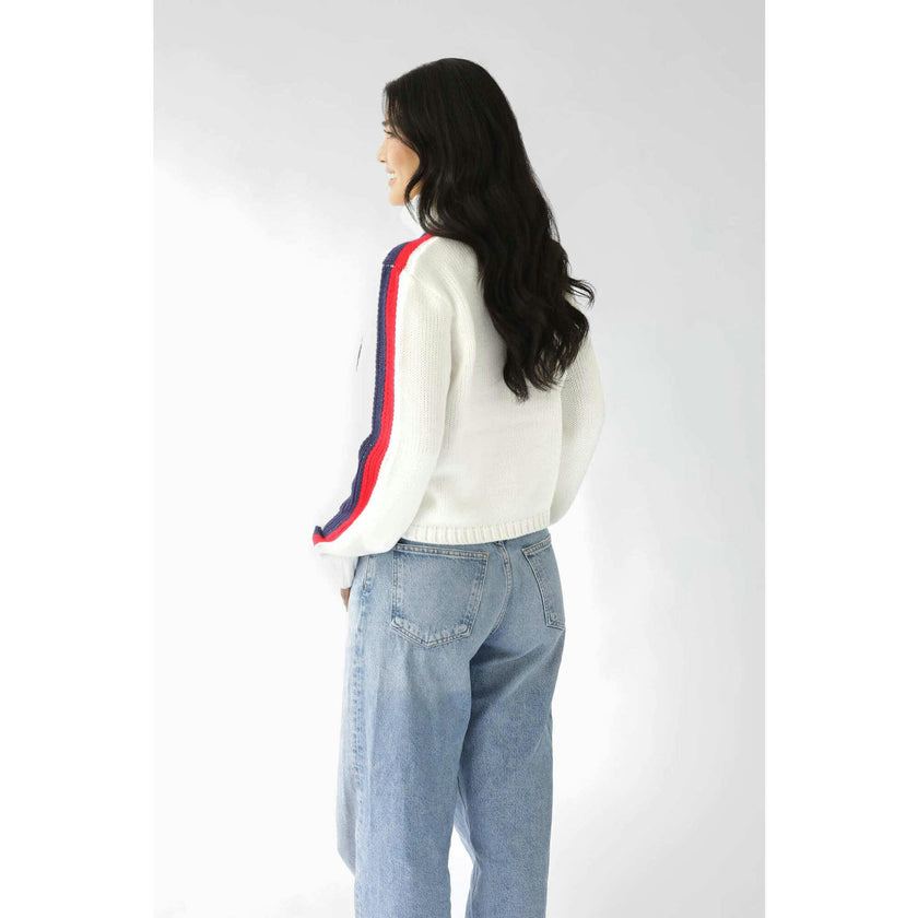 Women's Retro Ski Knit Cropped Turtleneck Sweater