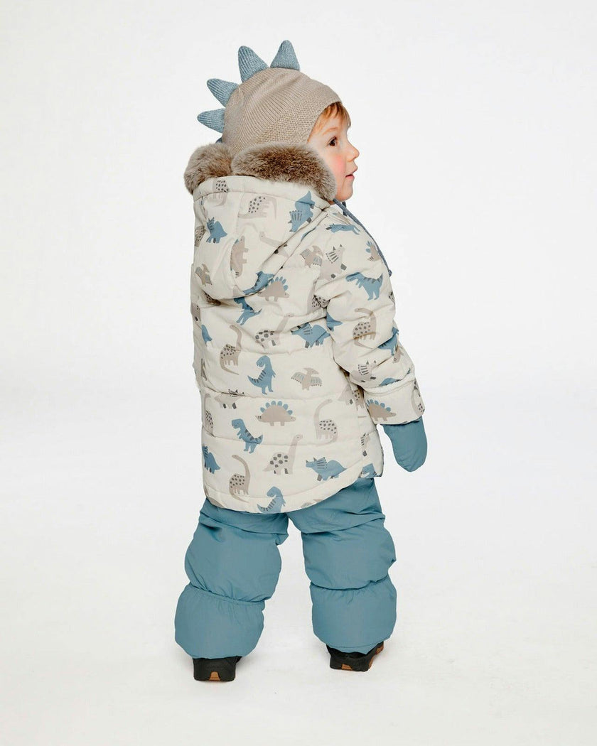 Baby Two Piece Snowsuit Blue Dinosaur Print