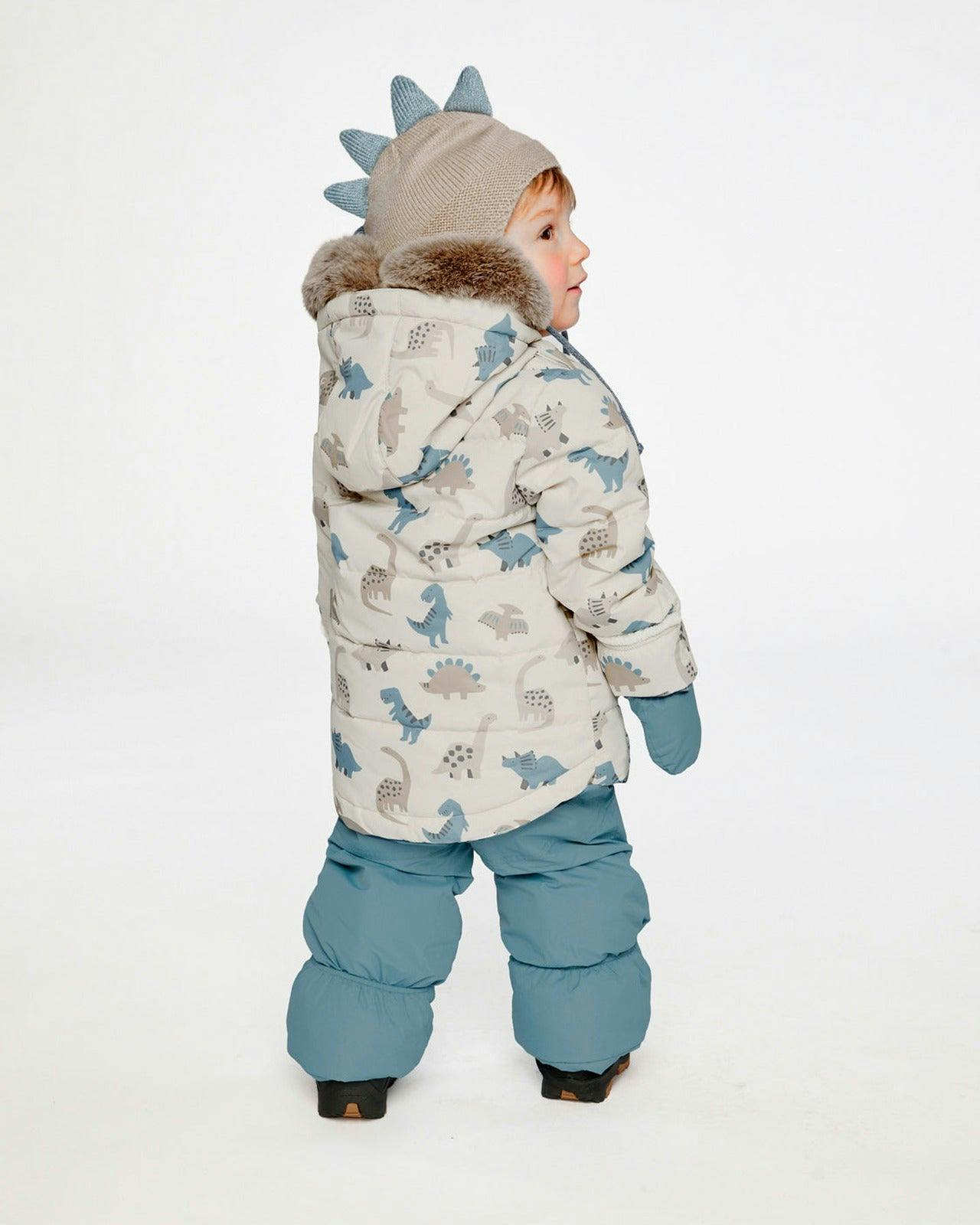 Baby Two Piece Snowsuit Blue Dinosaur Print