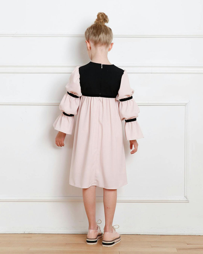Bella dress (pink with golden embroidery blooms)