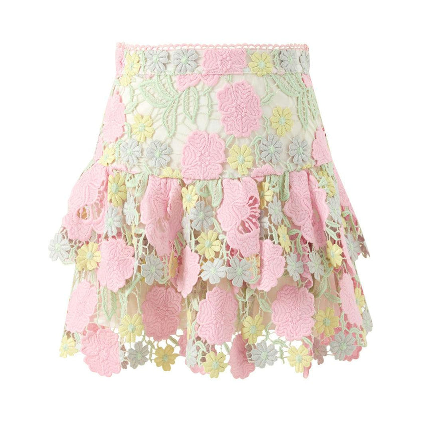 Estella Frill Embroidered Mini Skirt