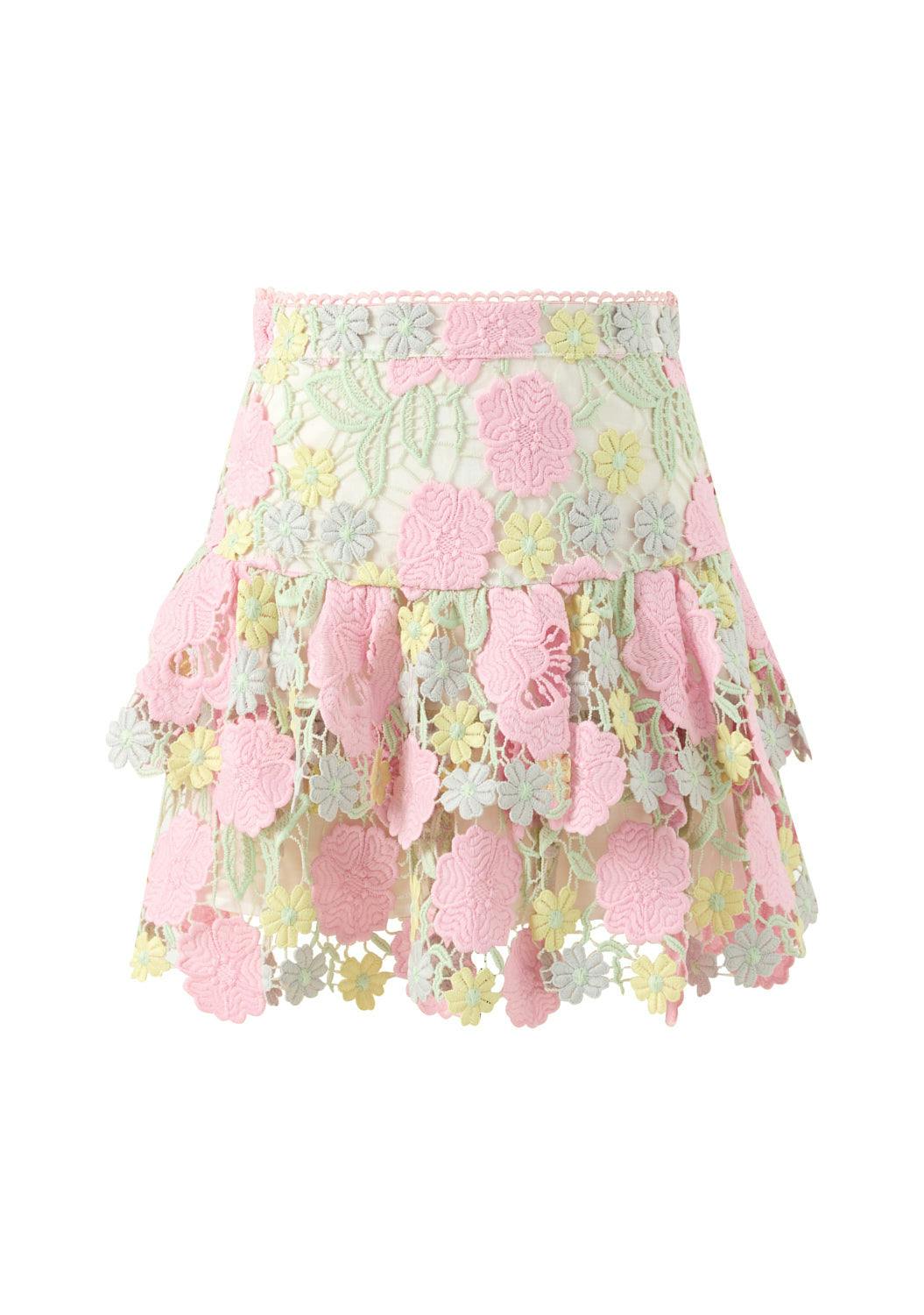 Estella Frill Embroidered Mini Skirt