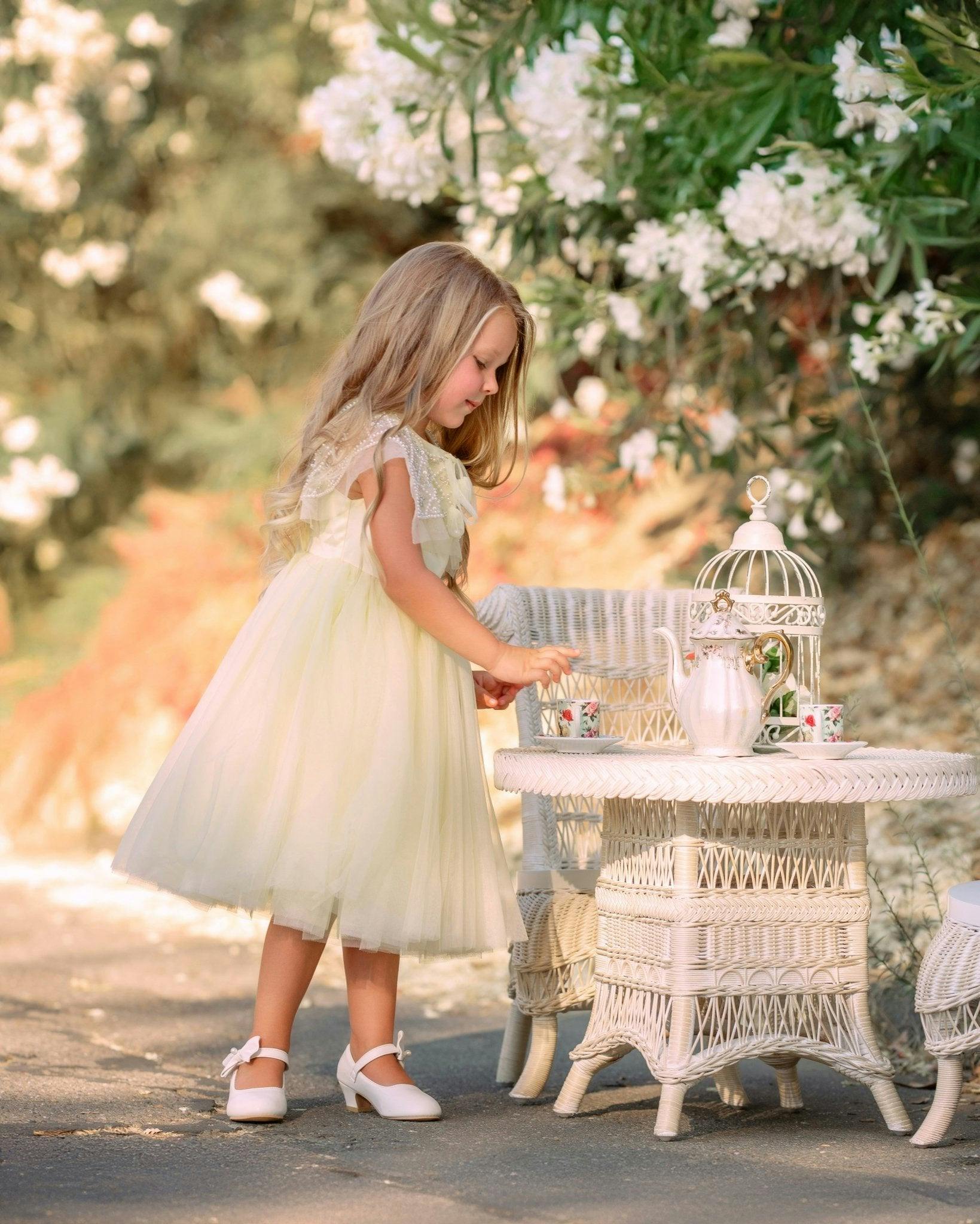 Buttercream Belle Pearl Capelet Flower Girl Dress