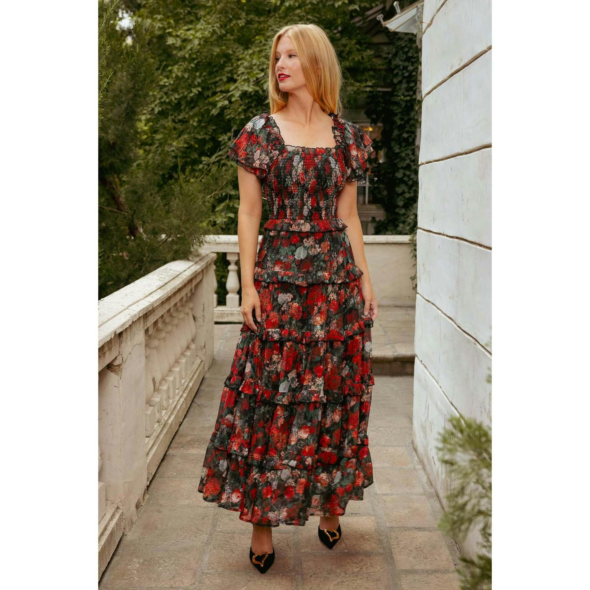 Winnie Dress in Midnight Roses