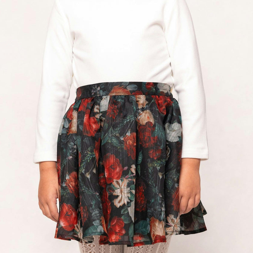 Mini Vanessa Skirt in Midnight Roses