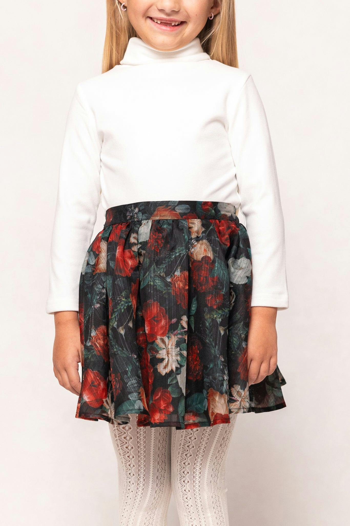 Mini Vanessa Skirt in Midnight Roses