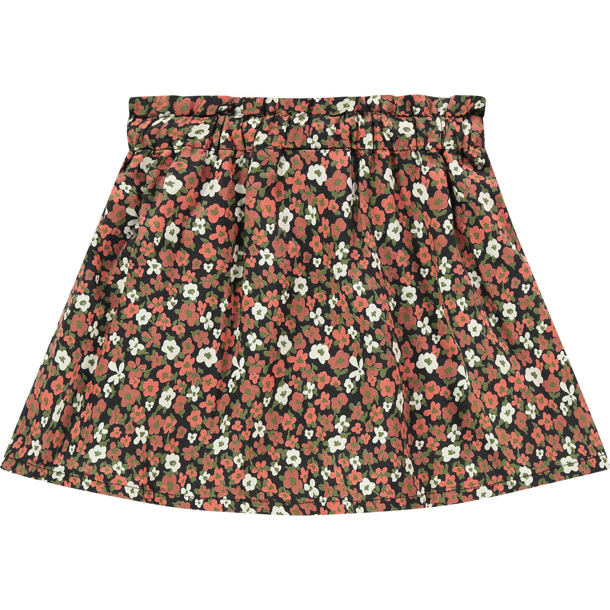 All-Over Floral Print Drawstring Waist Skirt