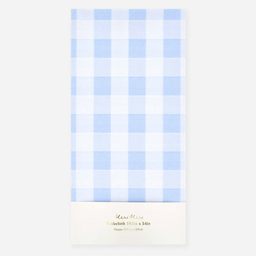 Blue Gingham Paper Tablecloth