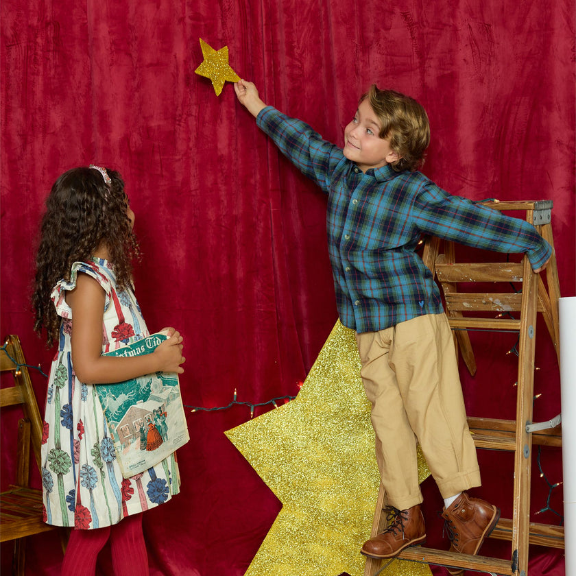 Boys Jack Shirt - Blue Tartan