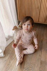 Scooter and Tulip Printed Onesie Dark Almond